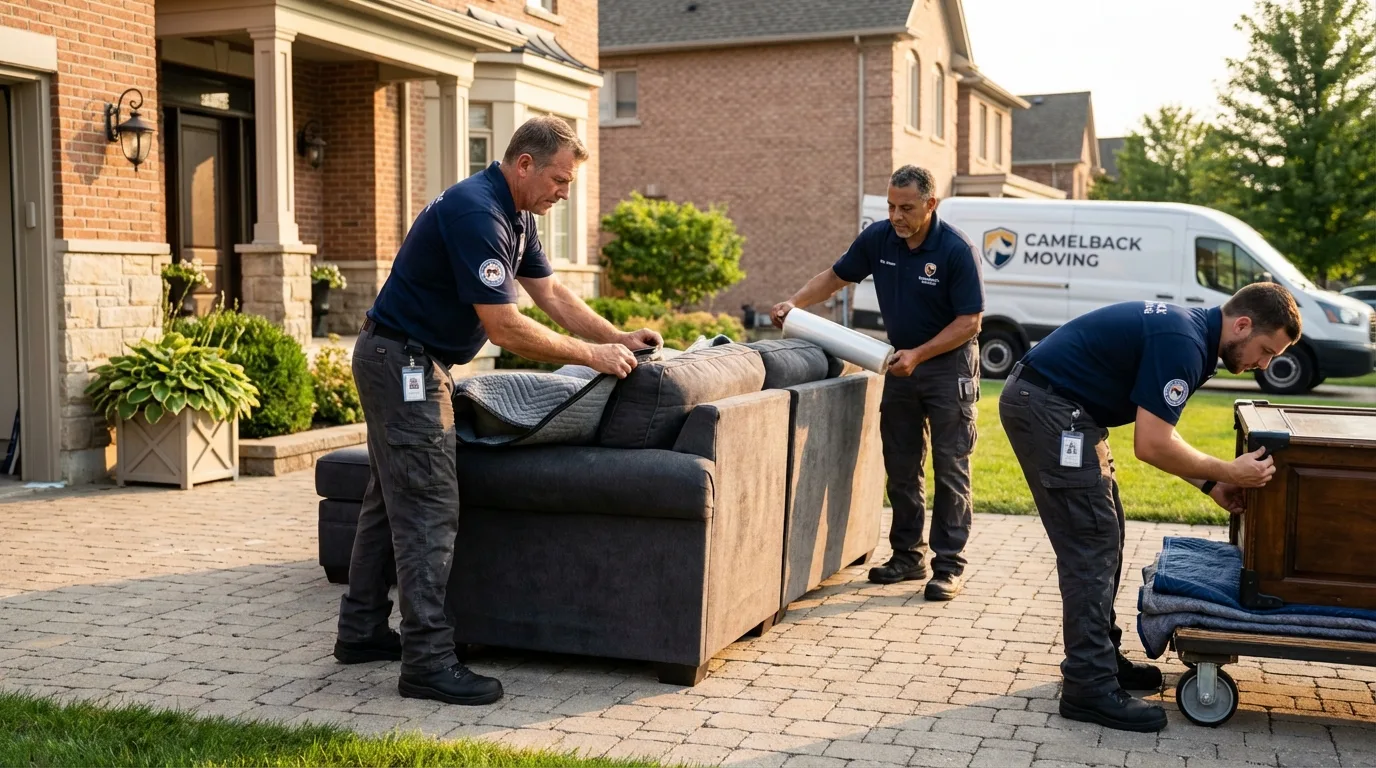 Large estate moving crew wrapping furniture in Centralia, WA