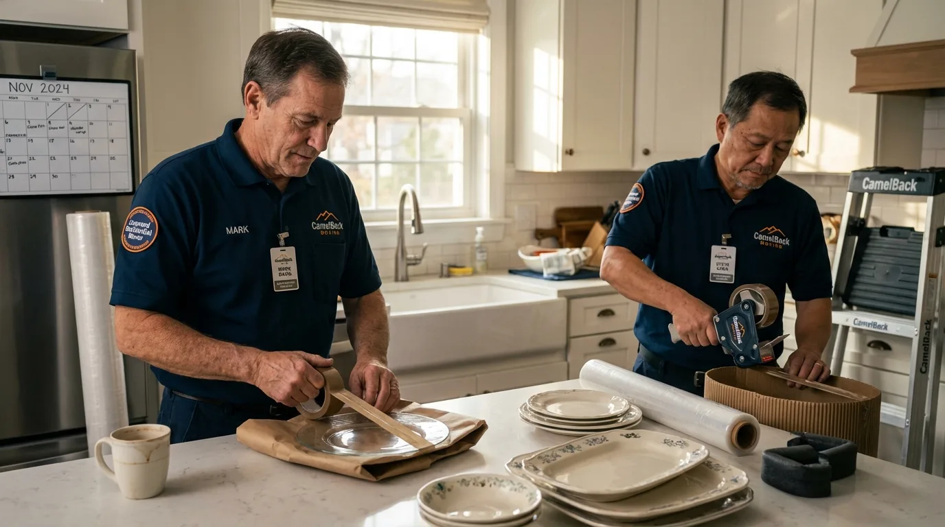Professional crew packing kitchen dishware in Centralia, WA